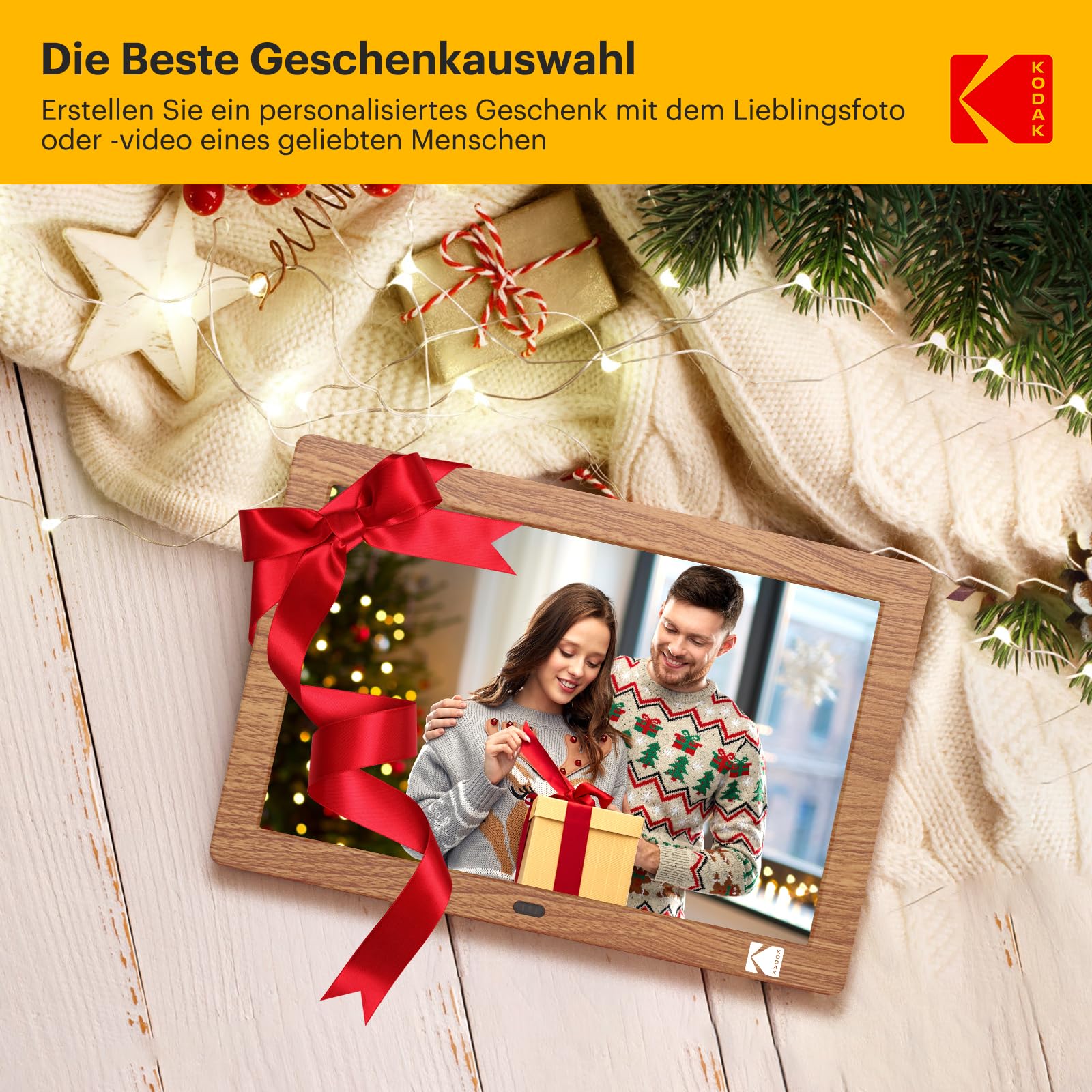 KODAK Digitaler Bilderrahmen 8 Zoll 1280x800 IPS-Bildschirm 178° Betrachtungswinkel USB SD-Karte Fernbedienung