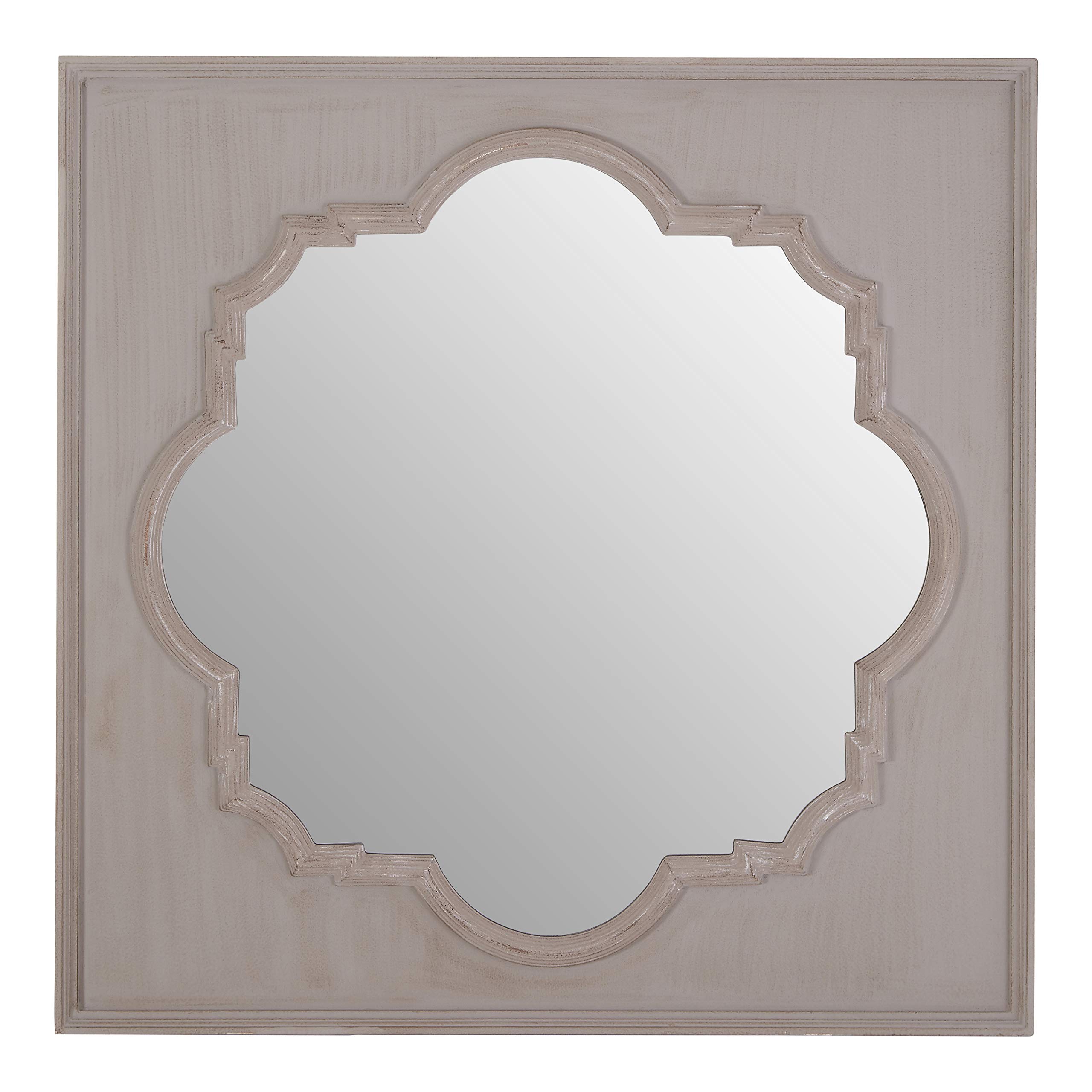 Premier Housewares Fossil Grey / Antique Taupe Wall Mirror For Bedroom / Hallway / Living Room Luxurious And Antiquated Look W95 X D3 X H95 Cm Red