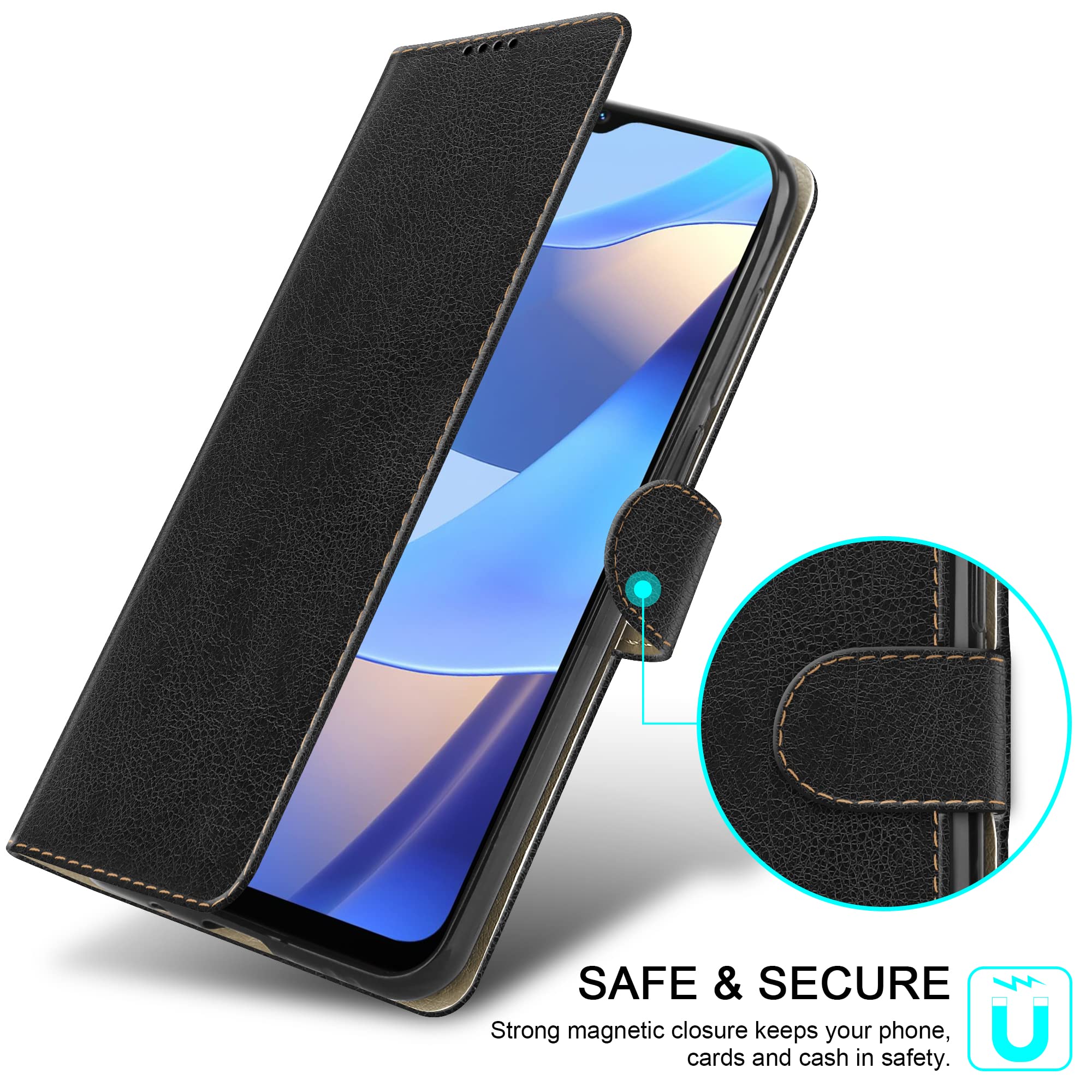 PIXFAB Per Oppo A16s / Oppo A54s - Custodia in pelle con chiusura
