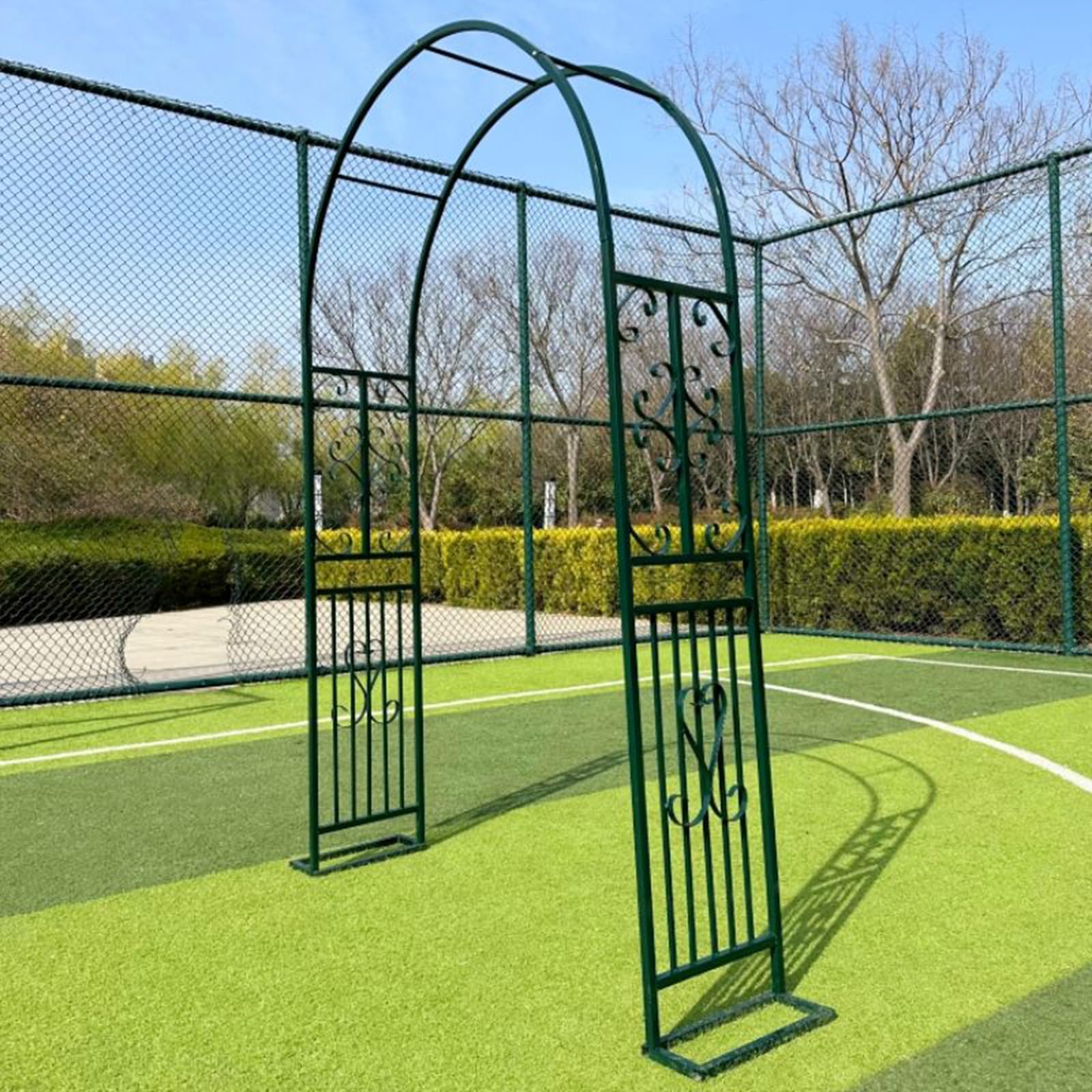 Wetsfgdg Rose Arch,Metal Arch,for Garden Entrance or Pergola Weatherproof Metal Garden Arch Easy to Assemble Flat Pack, No Tools Needed Sturdy Outdoor Archway for PlantsDark Green-B(140x40x230cm)