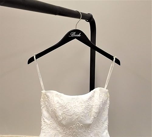 Miniatura 3 de NAHANCO B20217 - Colgador de novia de madera negra con impresión plateada (novia), 17 pulgadas (1 pieza)