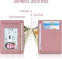 Vista 204 de Travelambo Billetera delgada con bolsillo delantero y clip para el dinero con bloqueo de identificación por radiofrecuencia, talla única