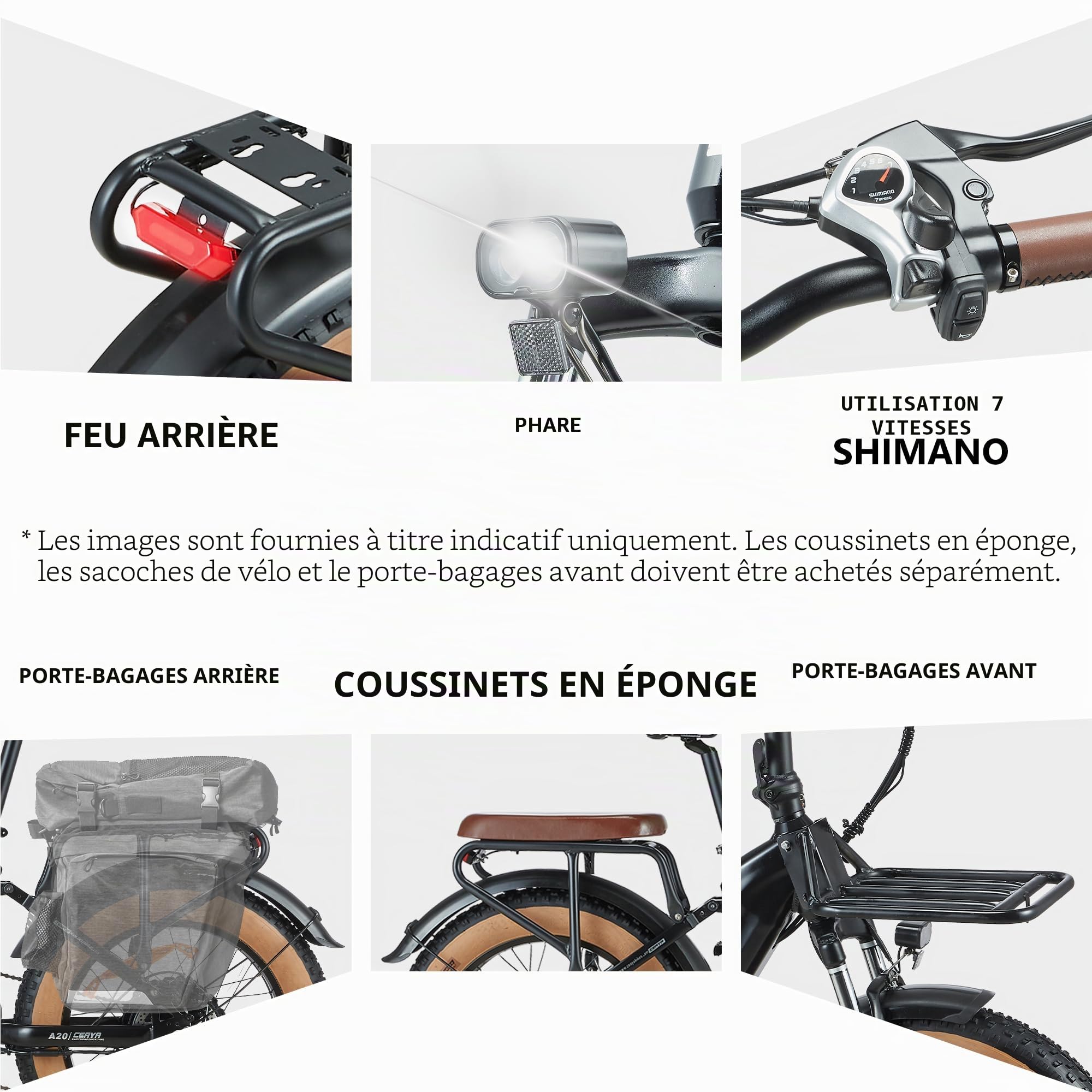 Vélo électrique Femme Homme Pliable 20" Fat Bike Electrique Ebike A20 avec 48V20Ah Batterie Amovible, Dérailleur 7 Vitesses,VTT Électrique