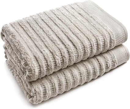 Softerry Pure Organic Cotton Bath Towel Set - 100% Soft Cotton - Extra Absorbent and Durable - 500 GSM Quick Dry - Luxury Hotel & Spa Quality - Fade Resistant - Eco Friendly Khaki, Set of 2 Bath