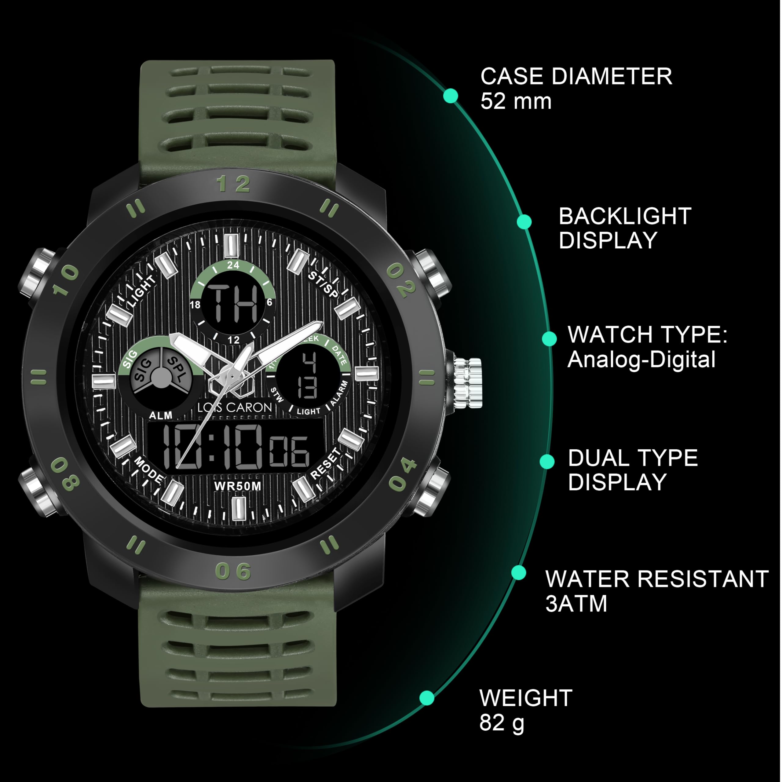 LOIS CARON Endurance Series Digital Analog Sports Watch Analog-Digital Watch - for Men LCDA8012 2