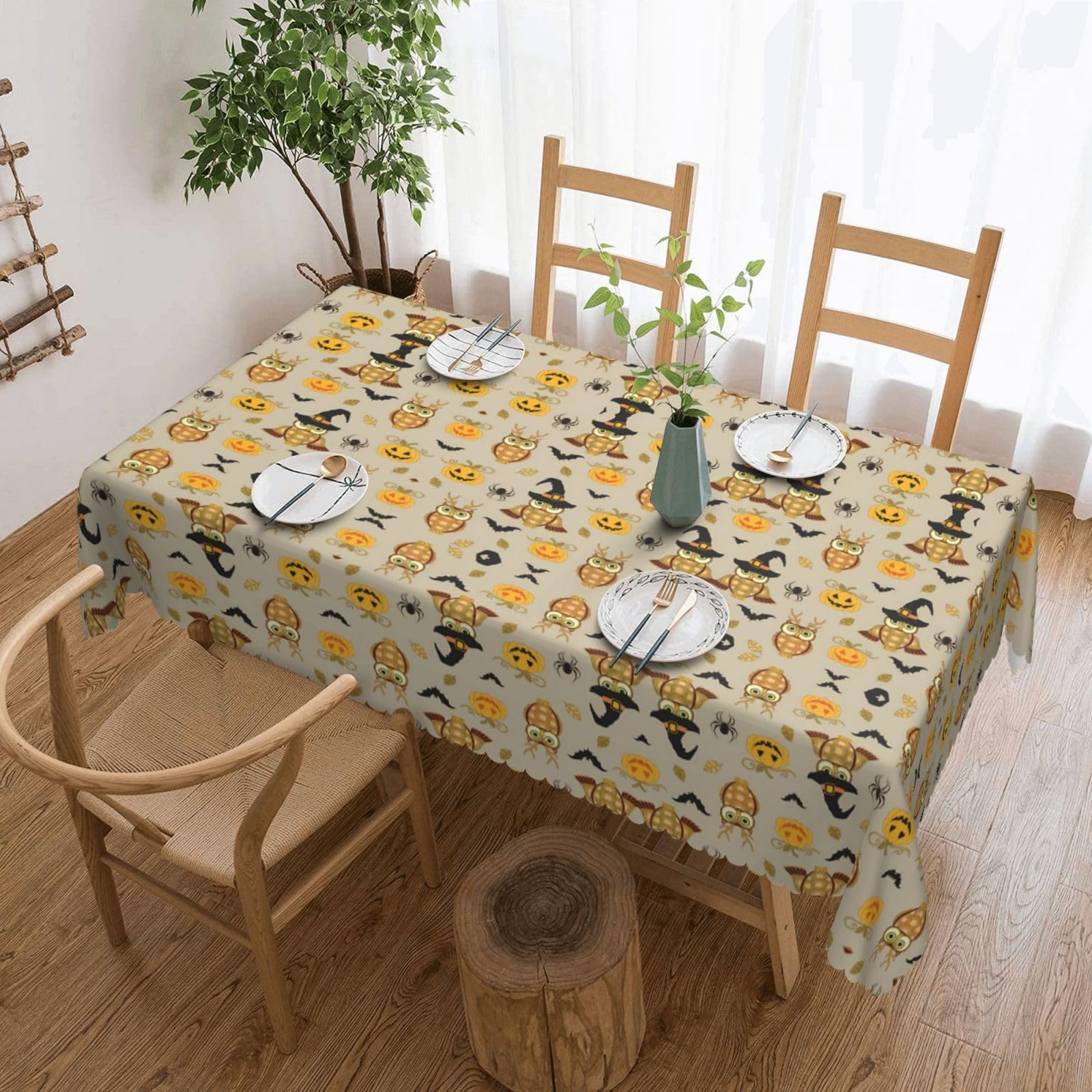 MROWYC Halloween Pumpkin and Owl Printed tablecloths are suitable for hotels, picnics, and parties, and can effectively protect the tabletop