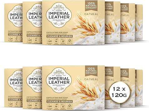 Imperial Leather Oatmeal Exfoliating Bar Soap, Bulk Buy, Pack 12 x 120g