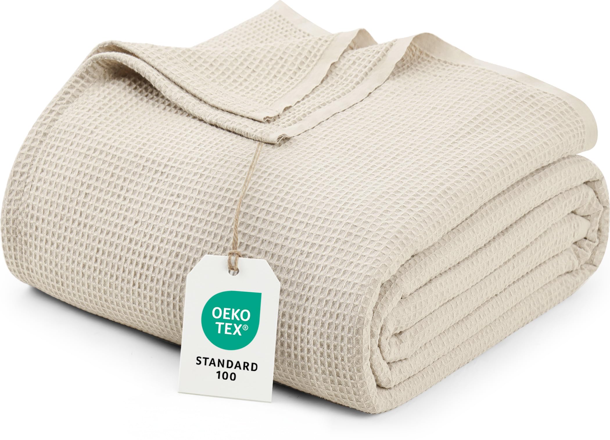 Utopia Bedding Waffle Weave Blanket, (Khaki, Double - 167x228 cm)
