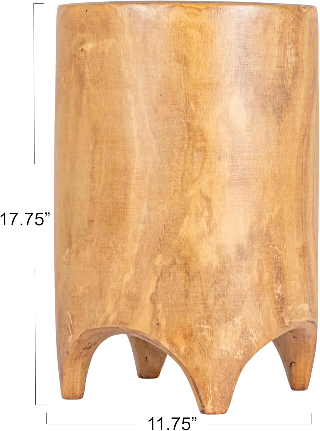 Creative Co-Op Hand-Carved Wood Side Table, Walnut Finish