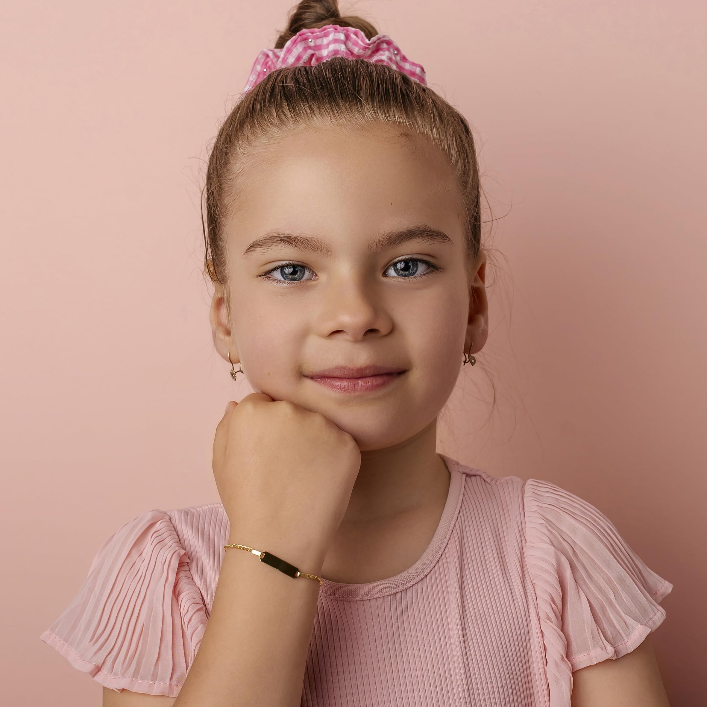 Bracciale Holly in Oro 9 kt per bambini con piastrina + Gioiello con scatola Personalizzata + Idea Regalo per Nascita, Battesimo e Comunione Occasioni Speciali + Confezione regalo Personalizzata