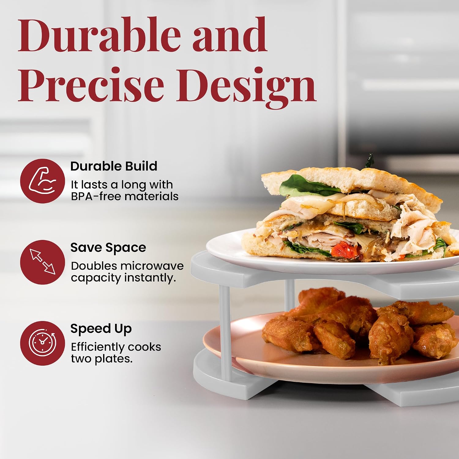 DoubleWave Large Neutral Two Tier Microwave Plate Stacker