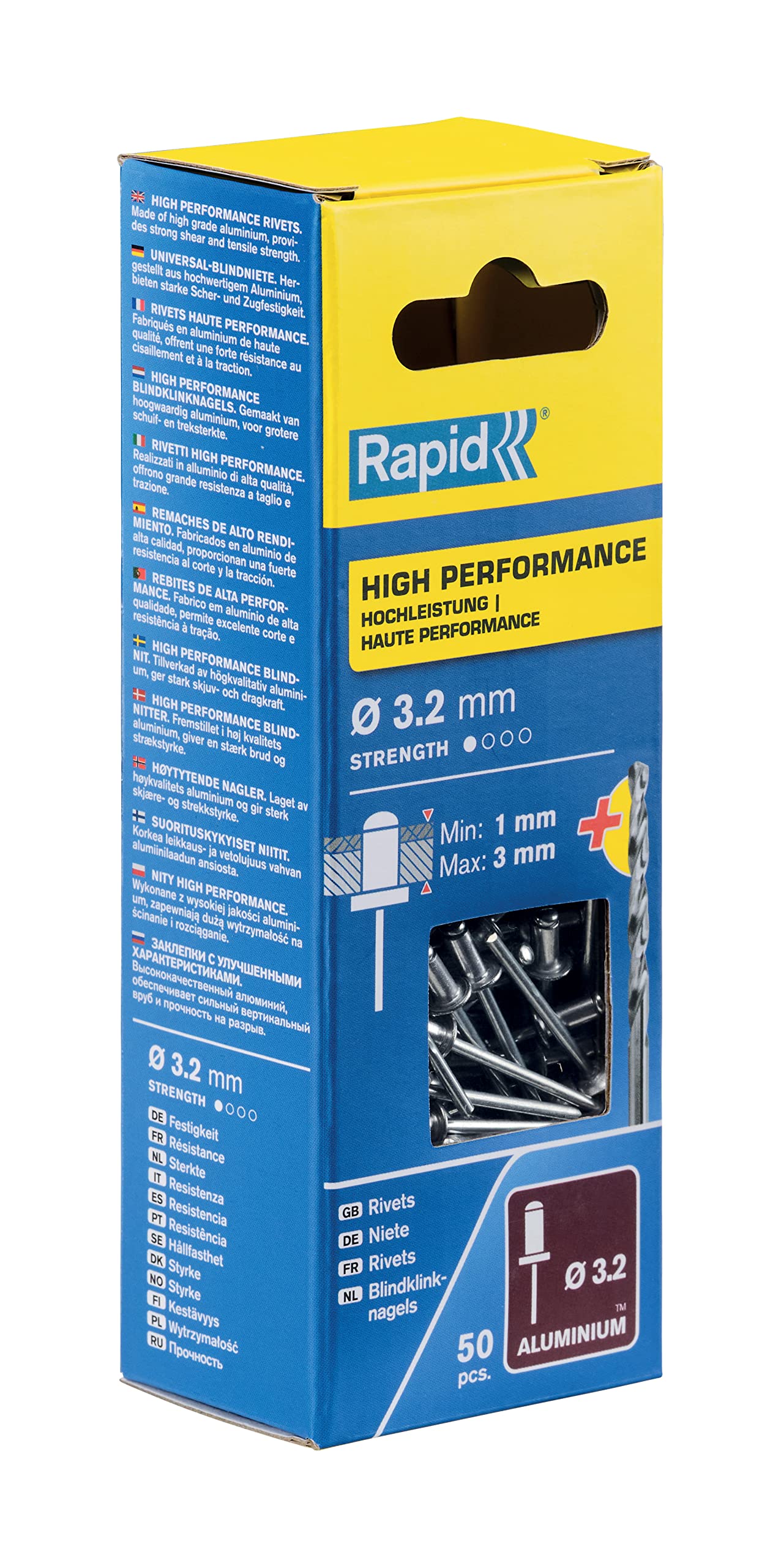 Rapid High Performance Aluminium Rivets, diameter 3.2 x 6 mm, 3.2mm Rivets for Mudguards Metal and Plastic Covering, Signage - Image 2