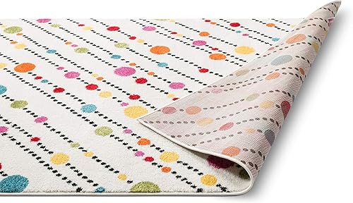 Miniatura 4 de Well Woven Modern Rug - Alfombra decorativa de 3 pies 3 pulgadas x 5 pies, diseño de lunares, color marfil, alfombra de área para entrada,