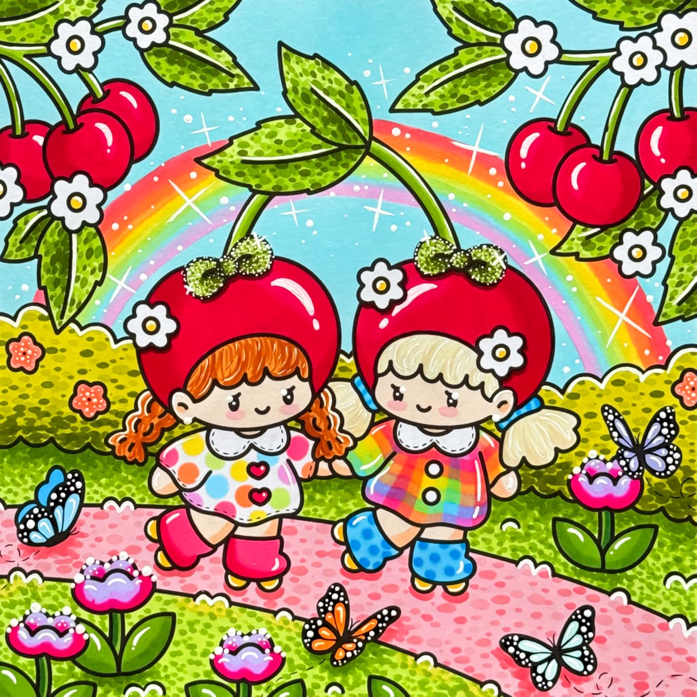 Little Cuties: Spring Kawaii Girls Coloring Book: Cute and Cozy Coloring Scenes for Kids and Adults - Preview 3