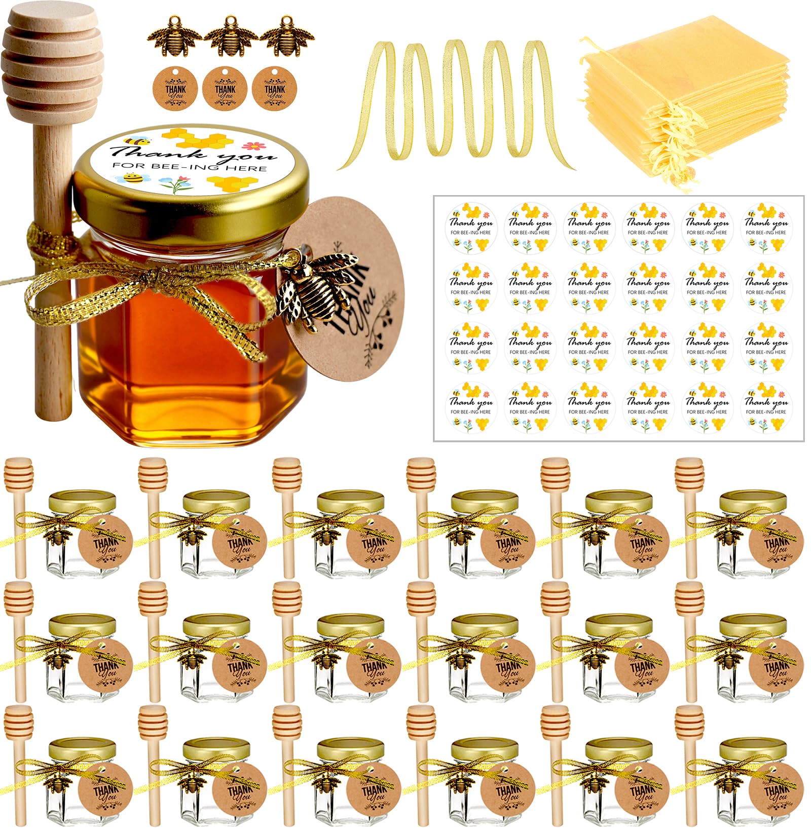 Amazon.com: Ahhute Honey Jar, Mini Honey Jars with Dipper, Glass