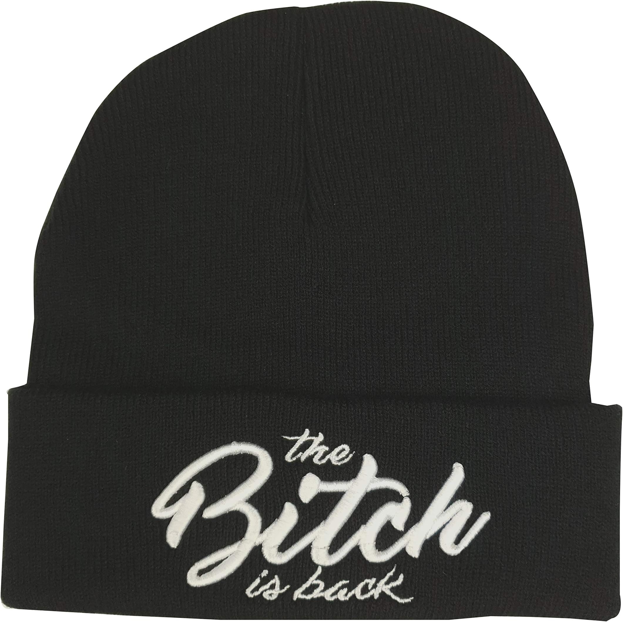 No.1 Gifts Unisex Beanie Hats The Bitch is Back Written Design Black