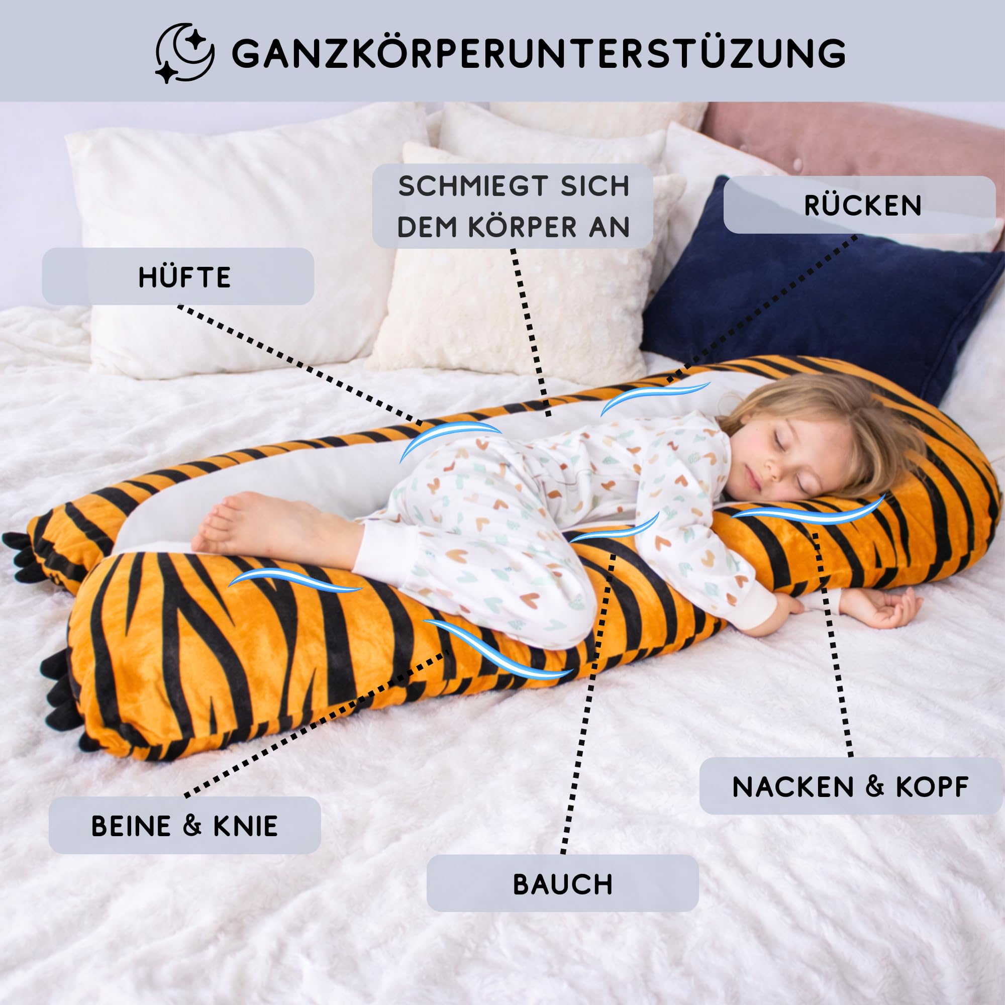 DRACA Poduszka do spania na boku dla dzieci, pingwin, komfortowa, cudowna poduszka, antystresowa, ADHD, poduszka dla dzieci, poduszka do zasypiania, poduszka wielofunkcyjna, w kształcie zwierzęcia,