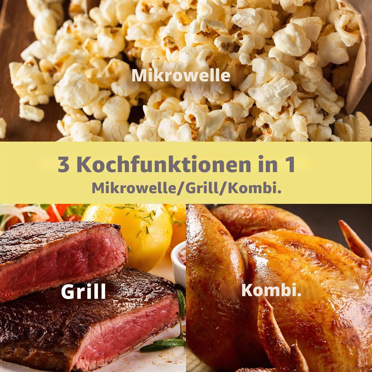 COMFEE' Digitaler Einbau-Mikrowelle, 20 Liter, 800 W, Grill, 5 Leistungsstufen, 8 automatische Menüs, Schnellentfrost-Funktion, Schwarz - CBMAG820BJL-BK