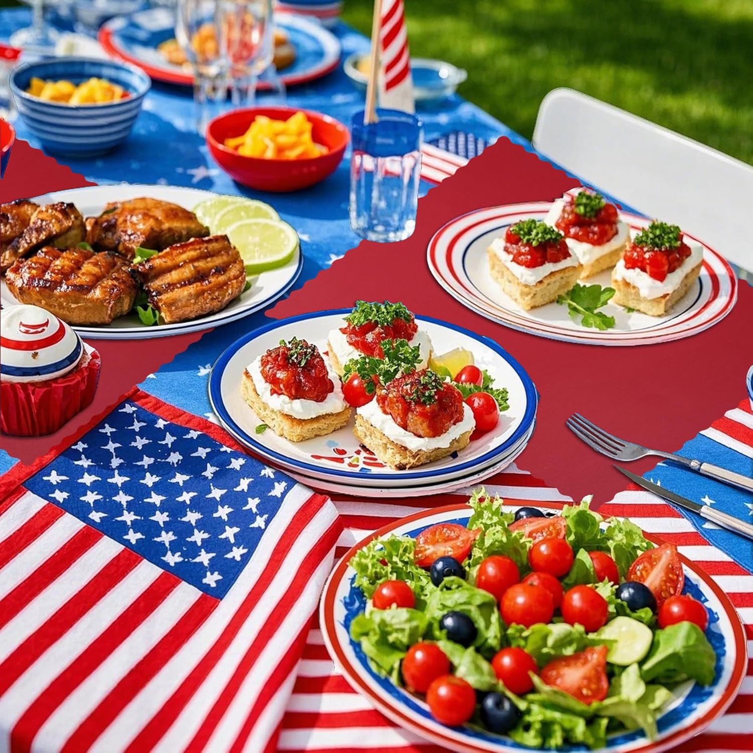 120 Pcs Patriotic 4th of July Placemats, Red White and Blue Paper Placemats Scalloped Disposable Table Mats Party Decoration for Patriotic Memorial Day Labor Independence Day