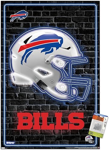 Miniatura 1 de Trends International NFL Buffalo Bills - Póster de pared con casco neón 23, 22.375 x 34 pulgadas, paquete de póster y alfiler de primera calidad