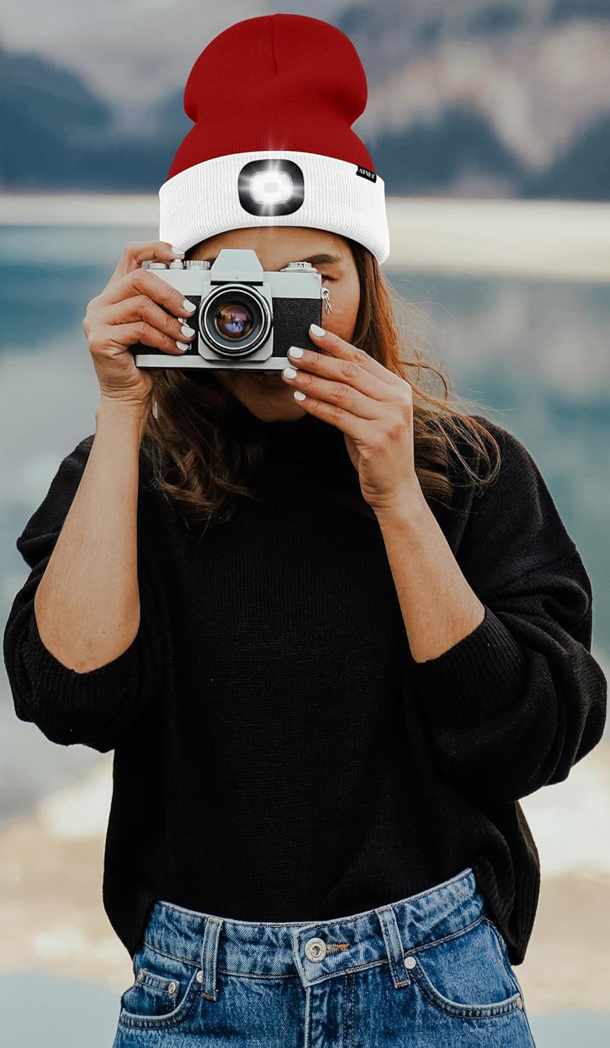 ATNKE LED Lighted Beanie Hat,USB Rechargeable 4 LED Running Headlamp Lined Fleece Cap with Light Gift for Men and Women