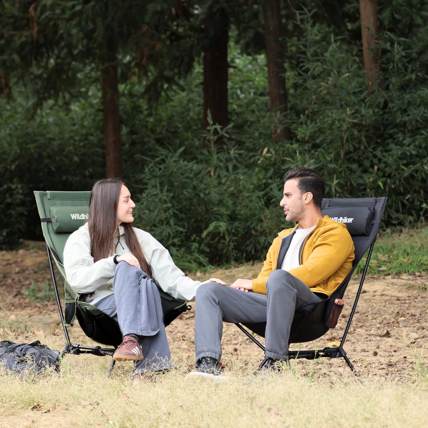 Wildhiker Portable Compact Folding Camping Chairs – Lightweight High Back with Pillow, Deep Recline, ArmPads, Side Pockets-for Motorcycle, RV, Backpacking, Travel, Festival – Indigo Blue