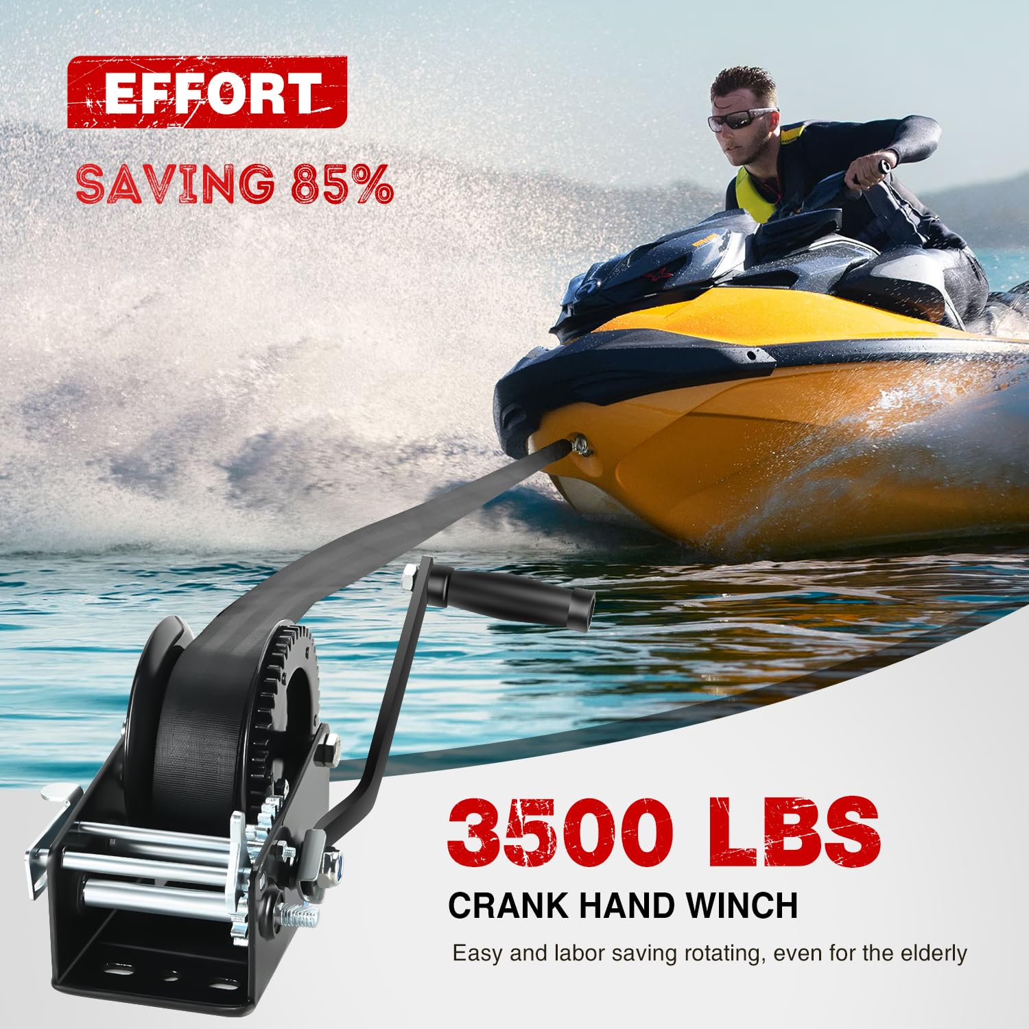 3500lbs Capacity Boat Trailer Winch Heavy Duty Hand Winch W/33ft - View #11