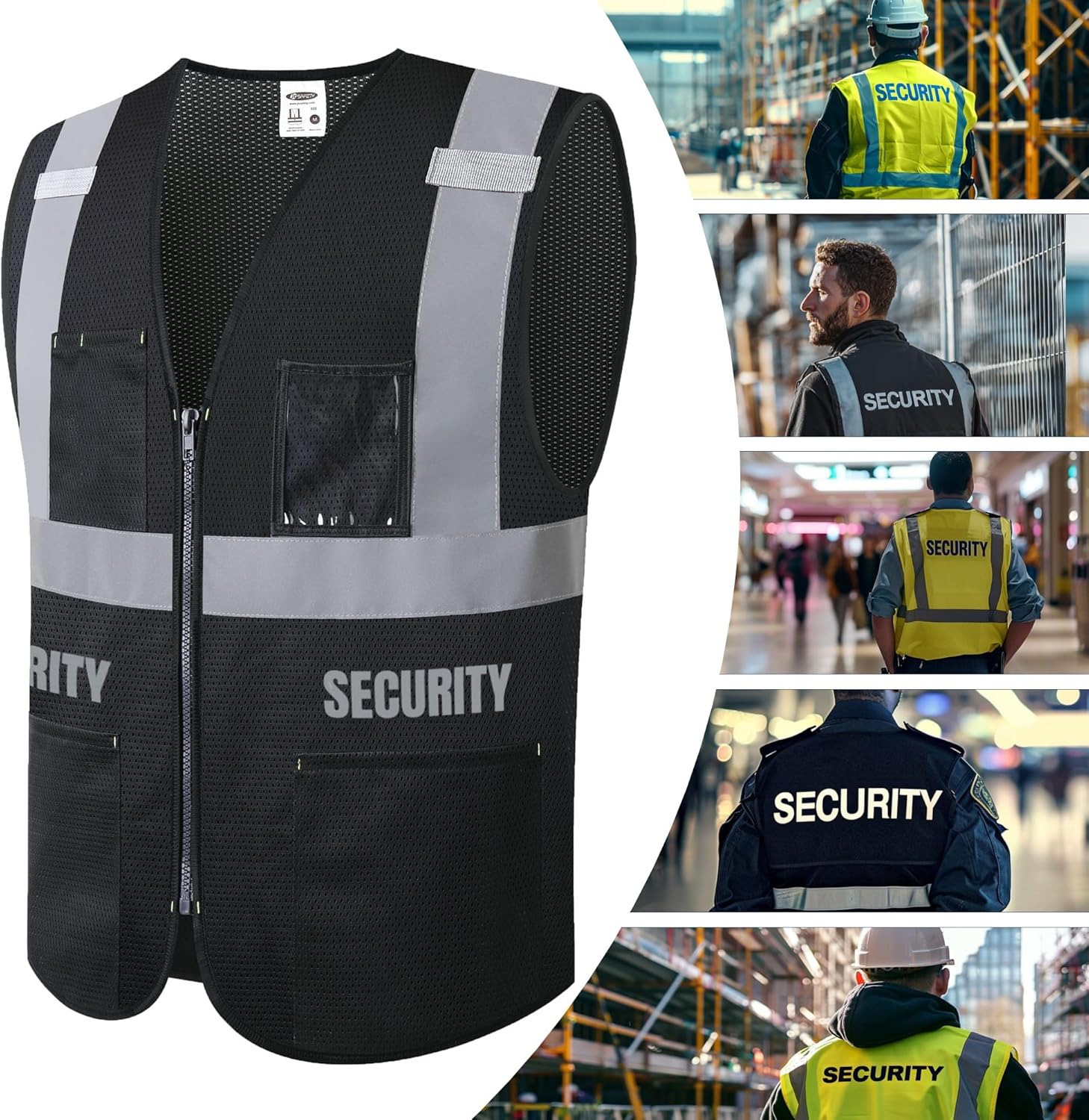 JKSafety Security Vest for Security Guard Hi Vis Safety Vest for Men Women Reflective Vests with Pockets Meet ANSI/ISEA - Image 6