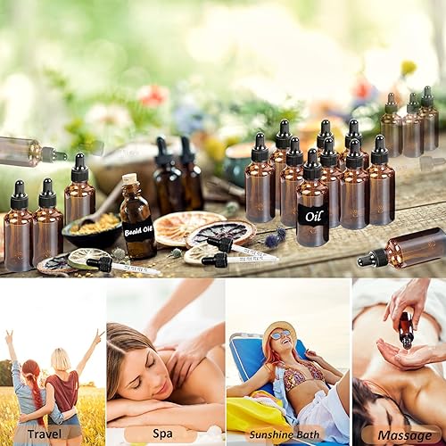 Miniatura 9 de Z-synka Paquete de 10 botellas de vidrio ámbar de 2 onzas con gotero, protección UV, para aceites esenciales, suero, líquidos