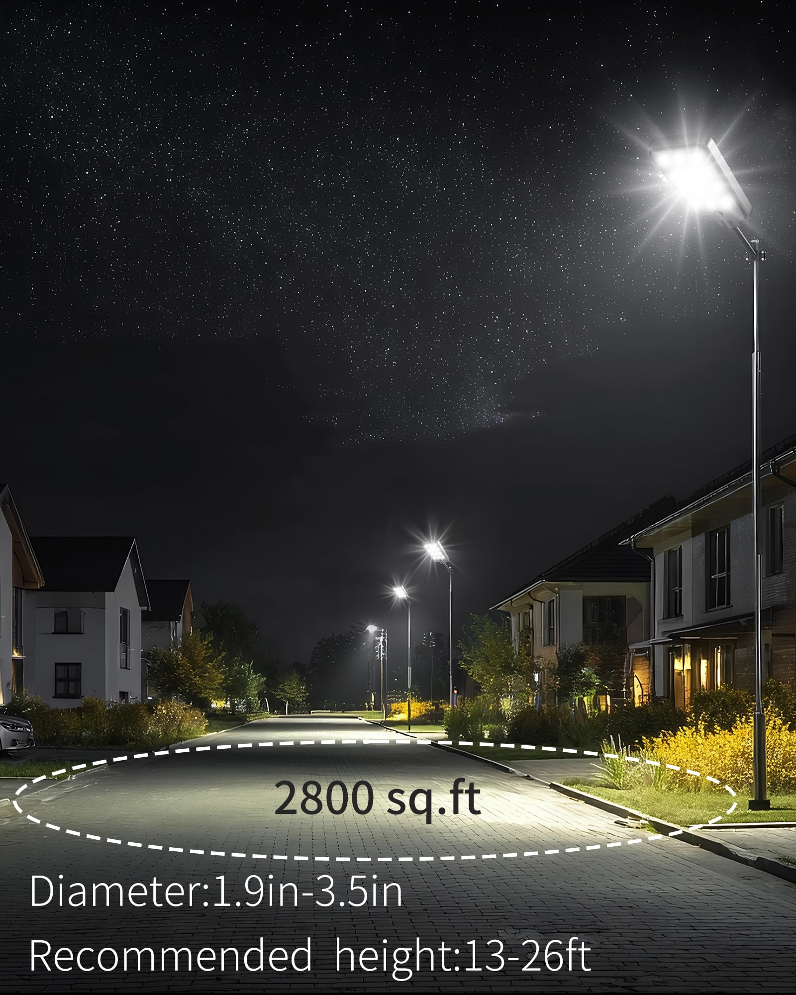 Ofuray Of-12600W Lampione Solare Led Esterno con Sensore di Movimento e Crepuscolare, 6500K Super Faro Led Esterno, Impermeabile IP67 Commerciali Lampada Stradale Solari per Giardino, Cortile