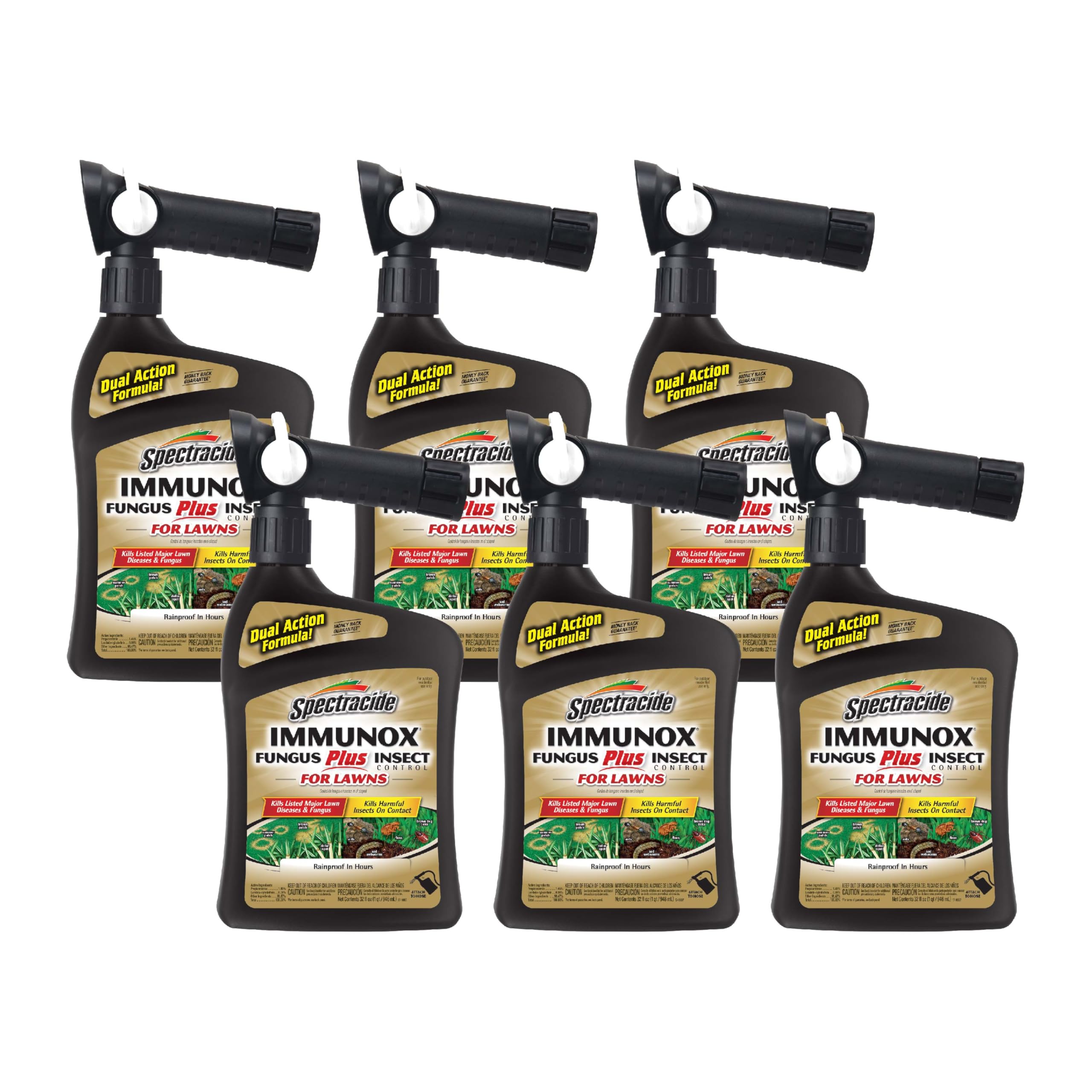 Spectracide Immunox Fungus Plus Insect Control For Lawns 32 Ounces, Dual Action, Hose-End Concentrate, 6 Pack