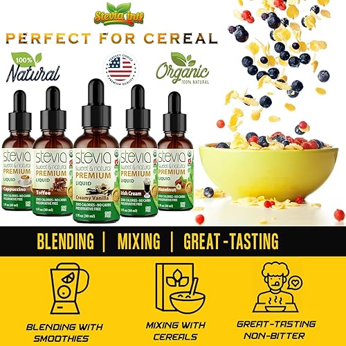 Miniatura 4 de Stevia Intl Paquete de 5 amantes del café Gotas de stevia premium con 5 sabores en botellas de vidrio Todo naturalmente dulce no amargo 0 calorías