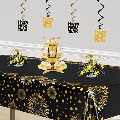 Miniatura 4 de Beistle Star Mini Cascade - Centro de mesa, 7.5 pulgadas, negro/dorado