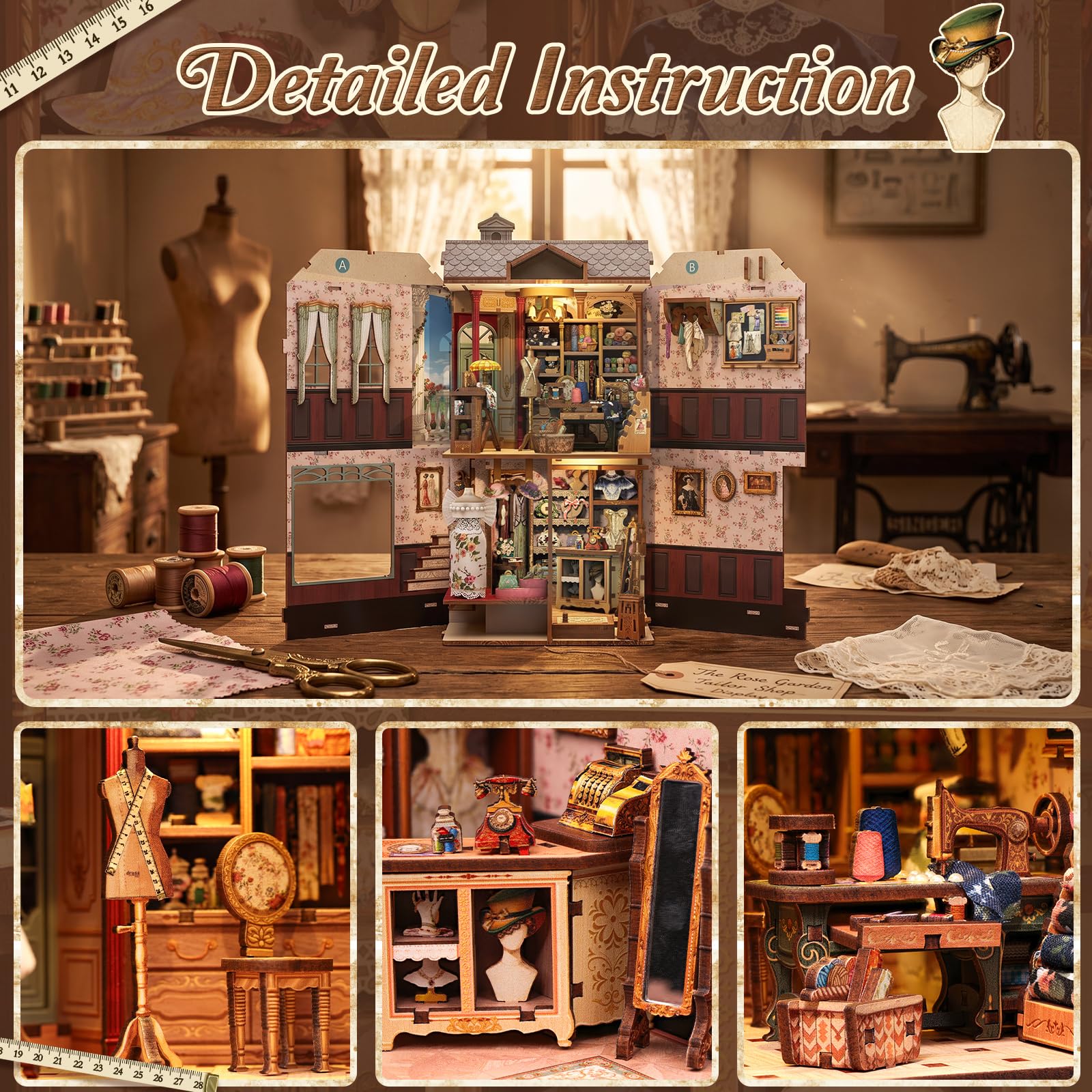 Fsolis Miniaturowy dom Japonia, zestaw drewnianych puzzli 3D, Book Nook, japoński zestaw do domku dla lalek, dekoracja regału na książki, redukcja stresu, prezent dla dorosłych
