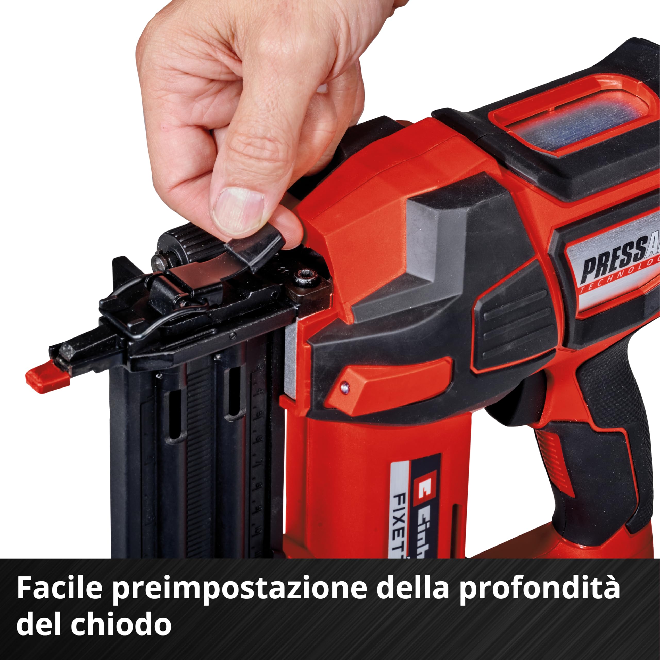 Chiodatrice a batteria FIXETTO 18/50 N Power X-Change Einhell (18 V, 60 colpi/min, mass. 50 mm di lungh. del chiodo, regol. profondità, colpo singolo/serie di colpi, incl. 500 chiodi, senza batteria)