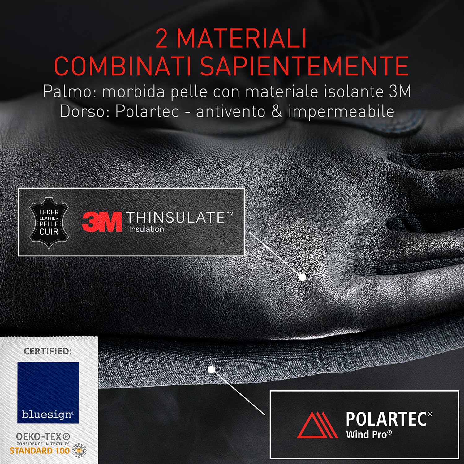 THE HEAT COMPANY – DURABLE LINER PRO - guanti pelle uomo - qualità premium - guanti donna invernali - guanti touch screen - guanti termici - guanti sportivi: guanti caldi per ciclismo e corsa