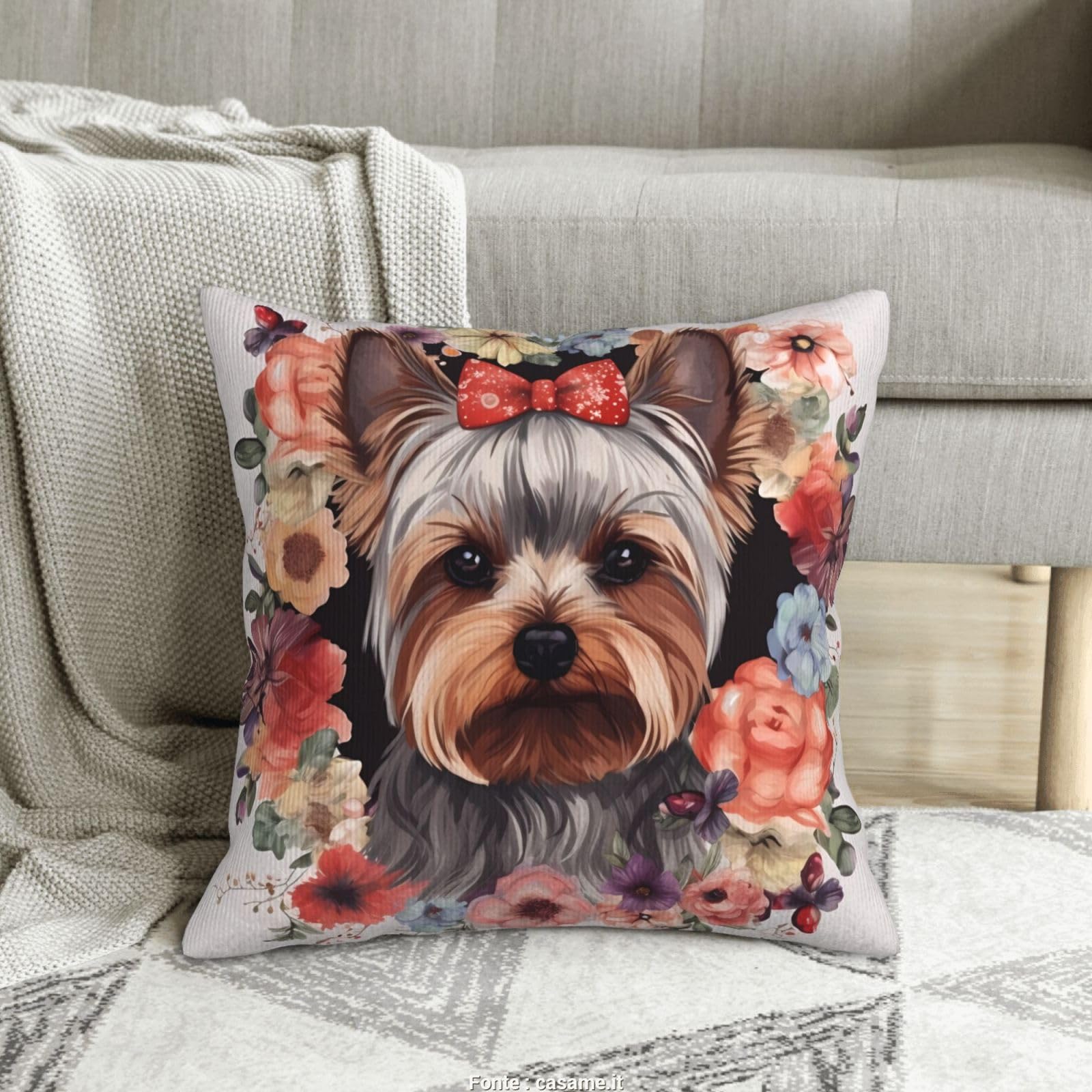 Housse de coussin fleurie en velours Yorkshire, décoration cocooning pour salon et chambre