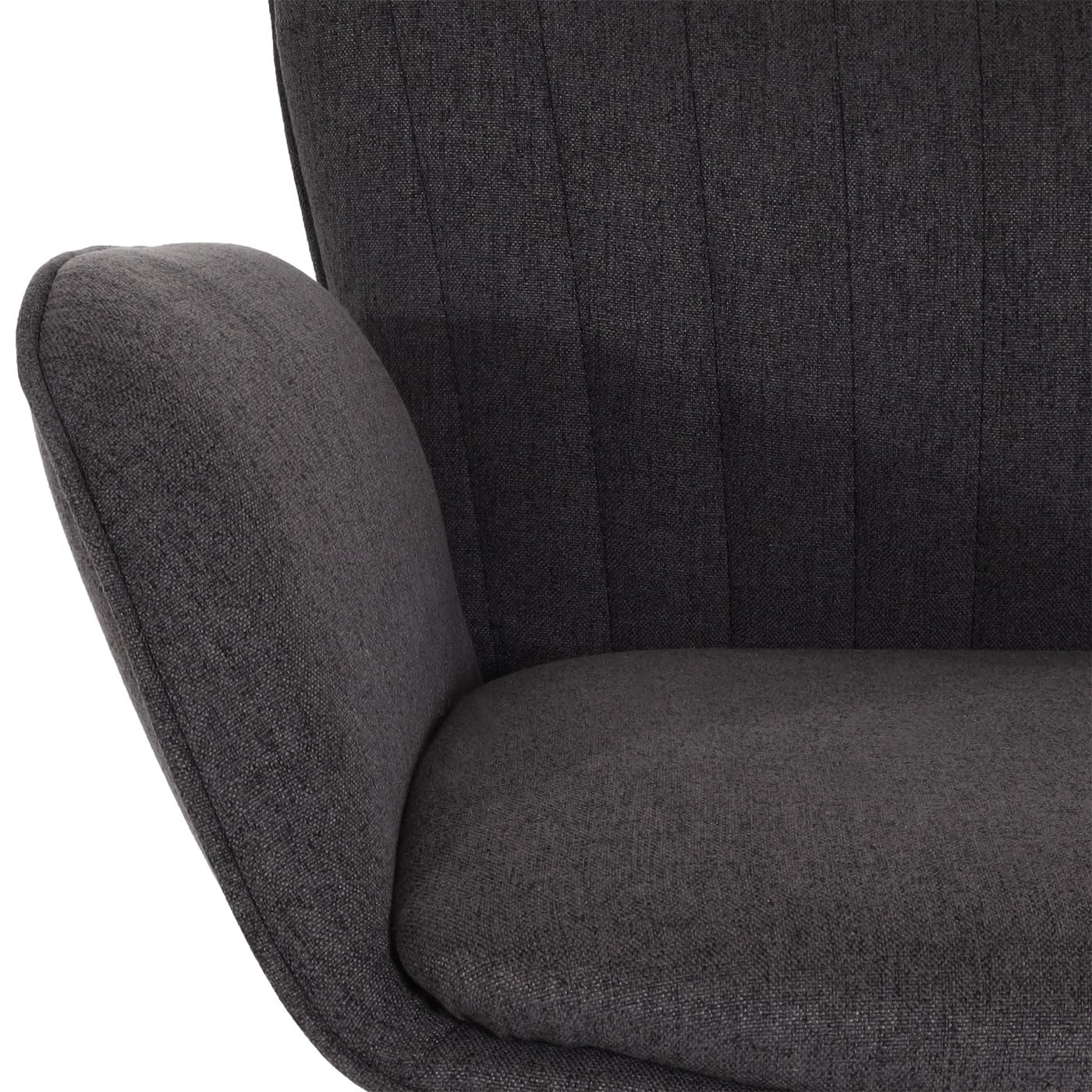 Mendler HWC-M67 - Taburete giratorio con reposabrazos, reposapiés giratorio, tela, hierro FSC®, color gris oscuro y negro