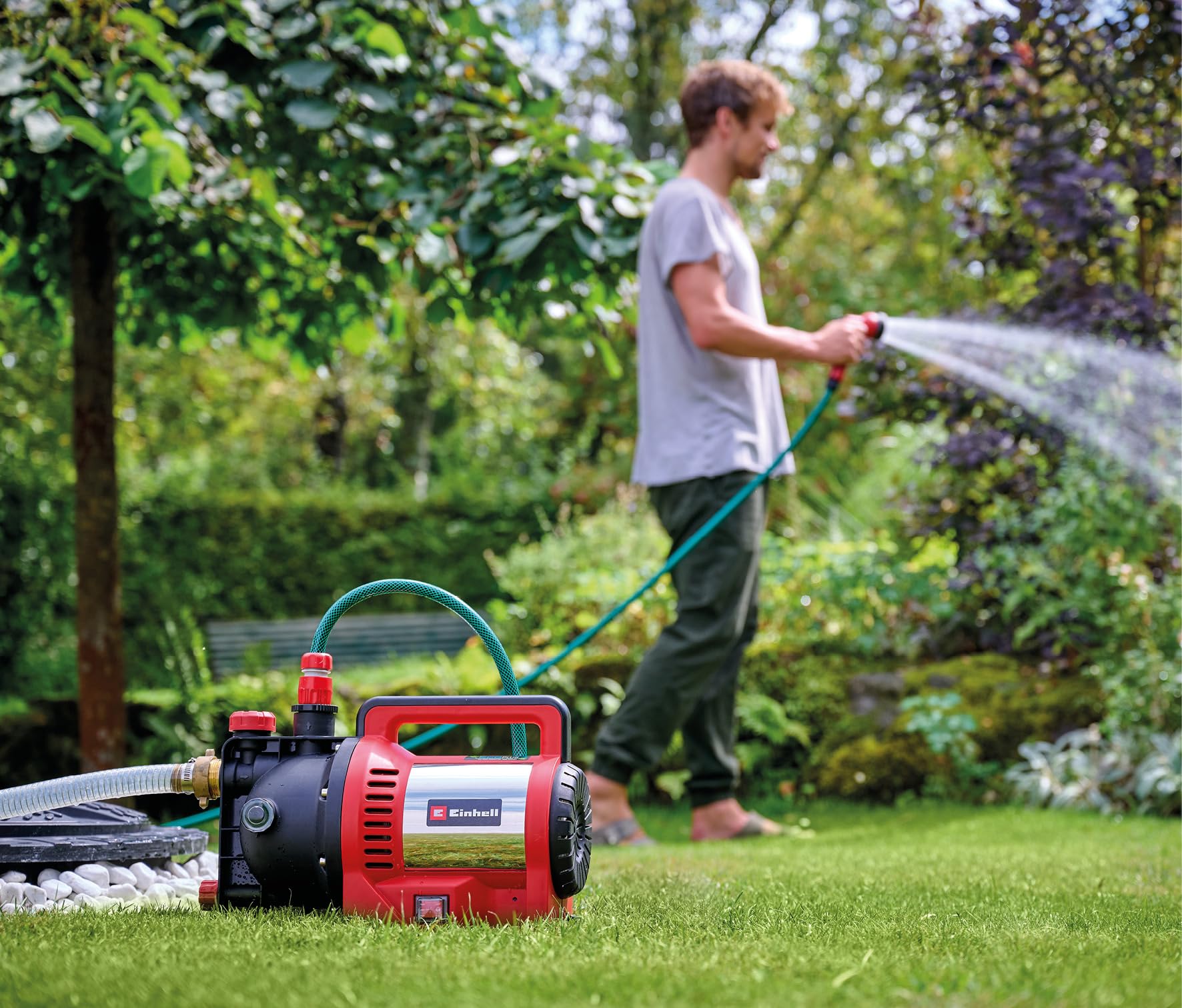 Einhell Gartenpumpe GC-GP 1170 ECO PLUS (max. 7000 L/h Fördermenge, max. 50 m Förderhöhe, ECO PLUS Technologie, Wasserablassschraube, inkl. Universaladapter 33,3 mm)