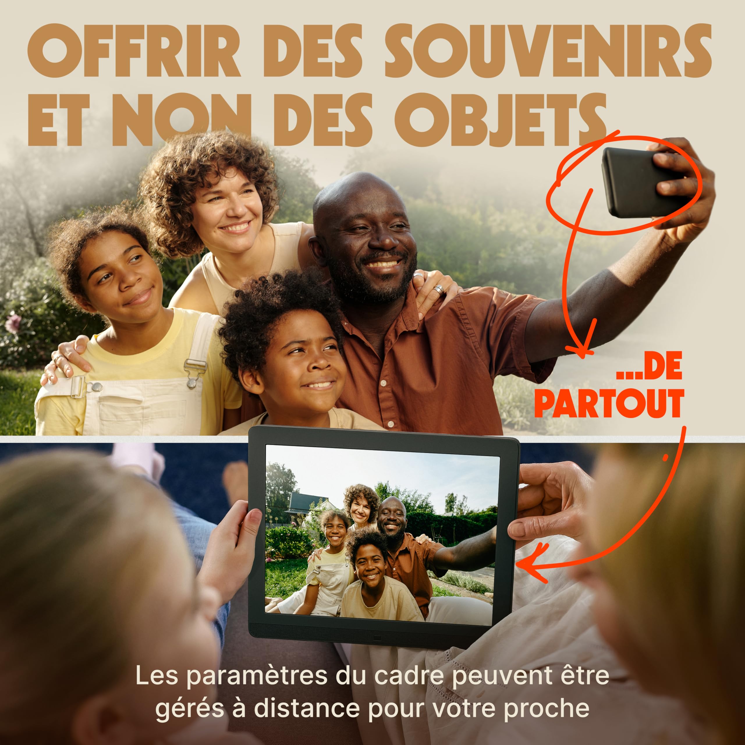 Pix Star Cadre Photo Numérique WiFi, USB - Écran IPS 15 Pouces - Cadeau > Famille - Album Photo Numérique