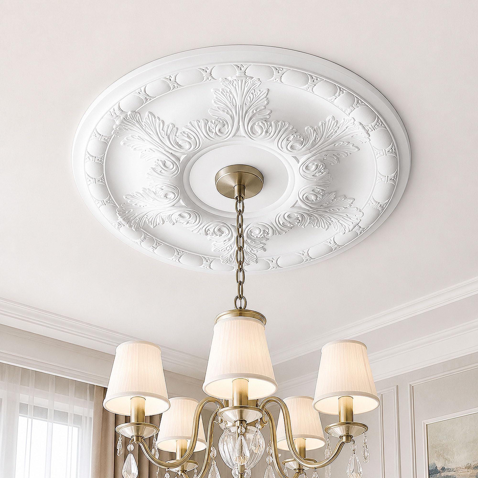 Rosone Decorativo per Lampadario,Medaglione da Soffitto,Piastra Rotonda per Ventilatore A Soffitto,Piastra Copertura Decorativa,Leggero,Stile Europeo,per Casa Soggiorno Ristorante Hotel