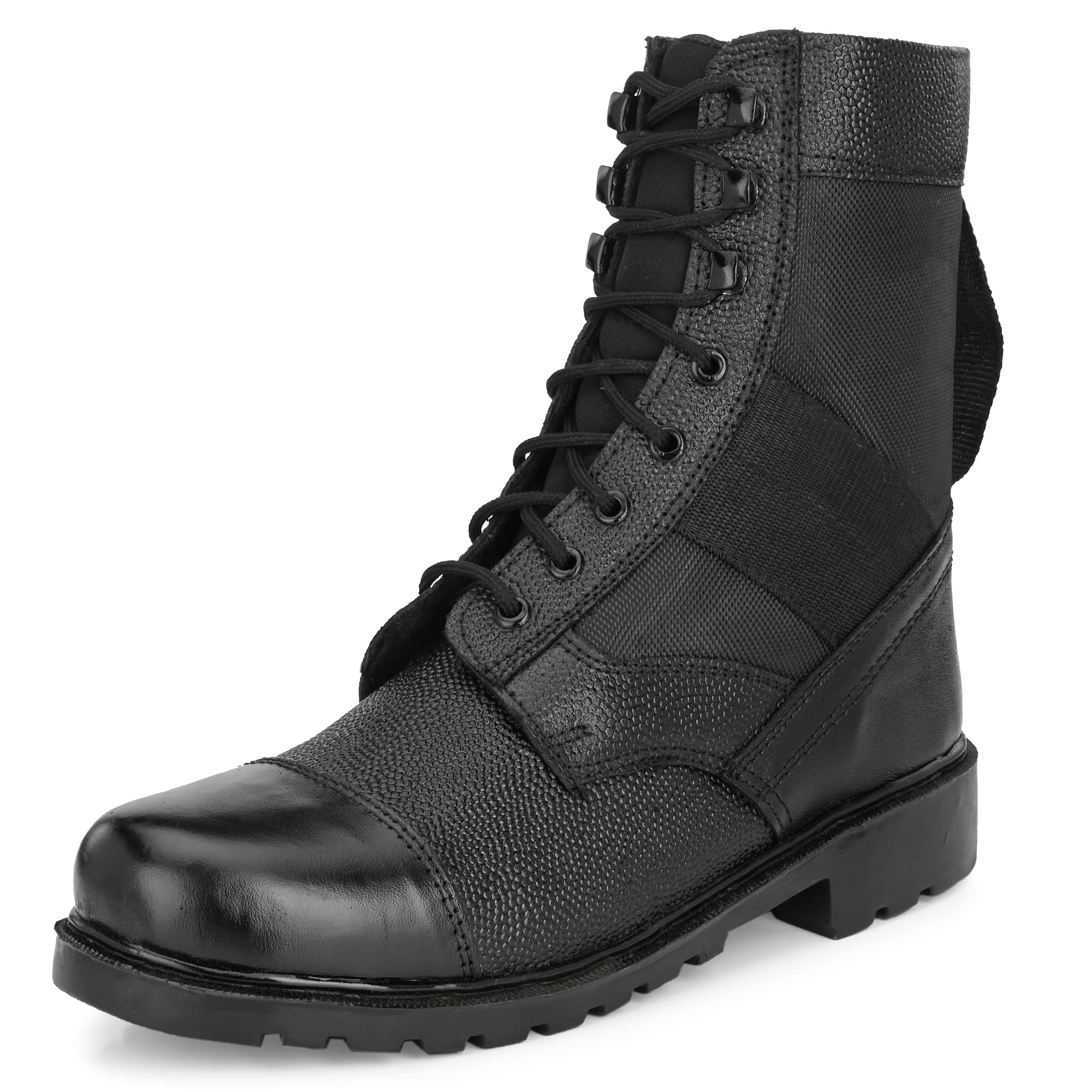 PARABOOT-L2 Leather Safety Boots Men's With Fiber Toe Cap, Slip Resistant, Comfortable for Industrial & Construction Heavy Work,(SIZE-10, BLACK)