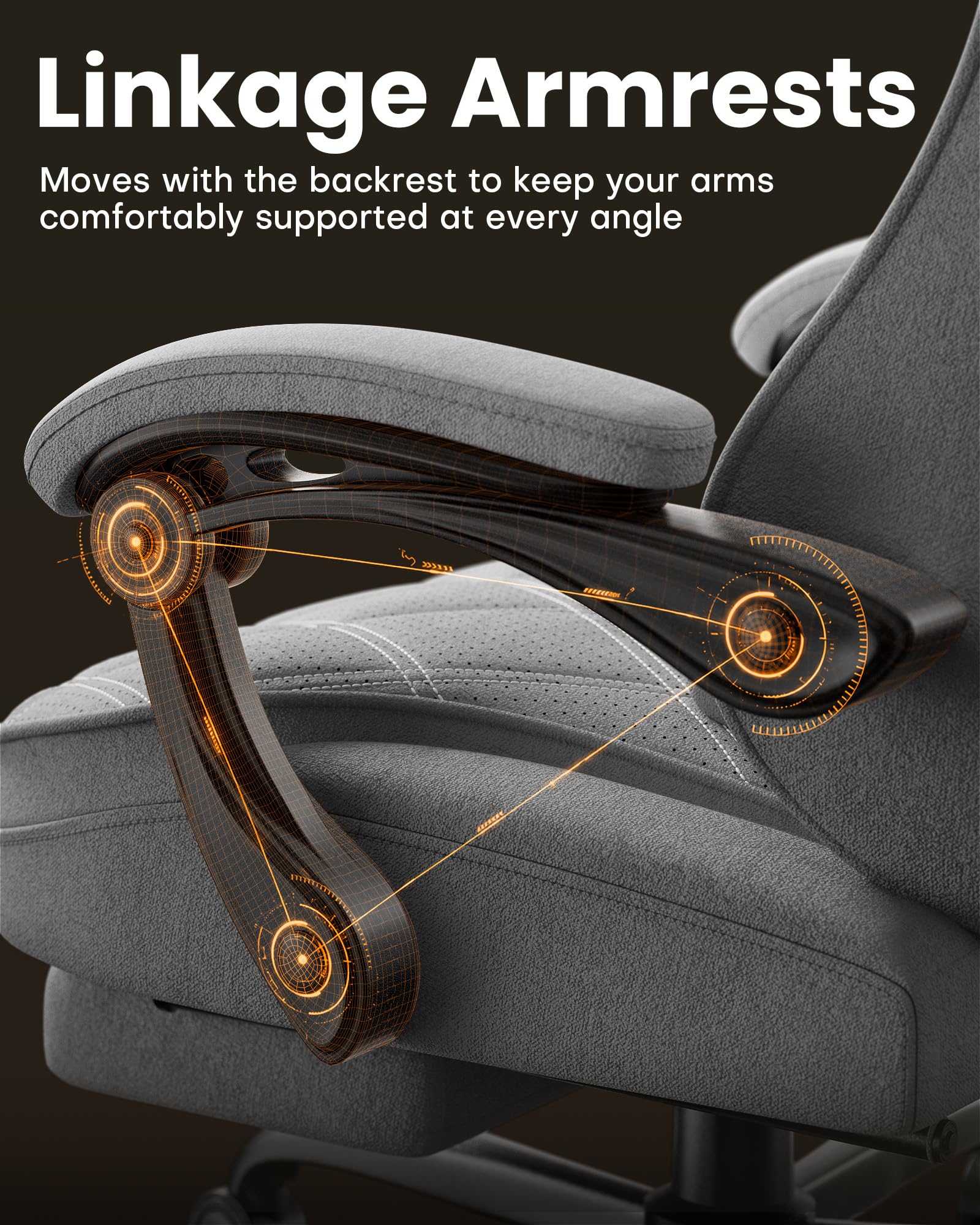 SOLAVERO Silla Gaming con Masajeador y Tela Perforada Transpirable (Gris) | Asiento de doble capa, cojín lumbar con masaje USB, reposapiés, respaldo reclinable de 90 a 135 grados, carga 150 kg