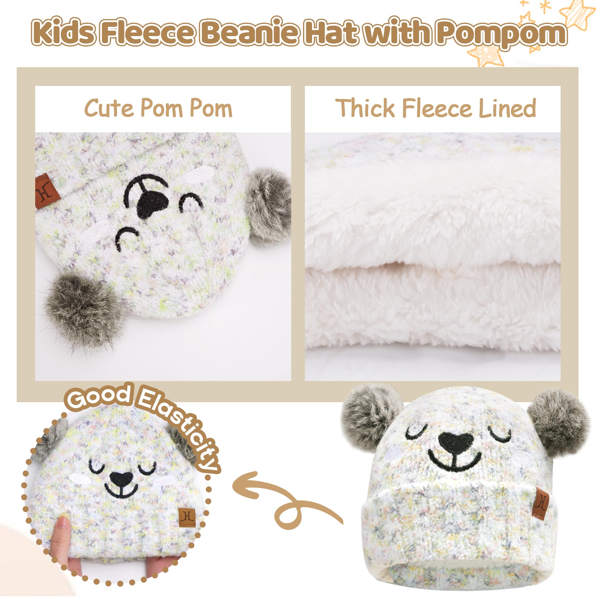 Kids Toddler Infants Winter Beanie Hats Scarfs Gloves Set Pompom Caps Mittens Neck Warmer with Fleece Gifts for 0 6 12 18 Months 1 2 3 4 Years Old Baby Girls Boys