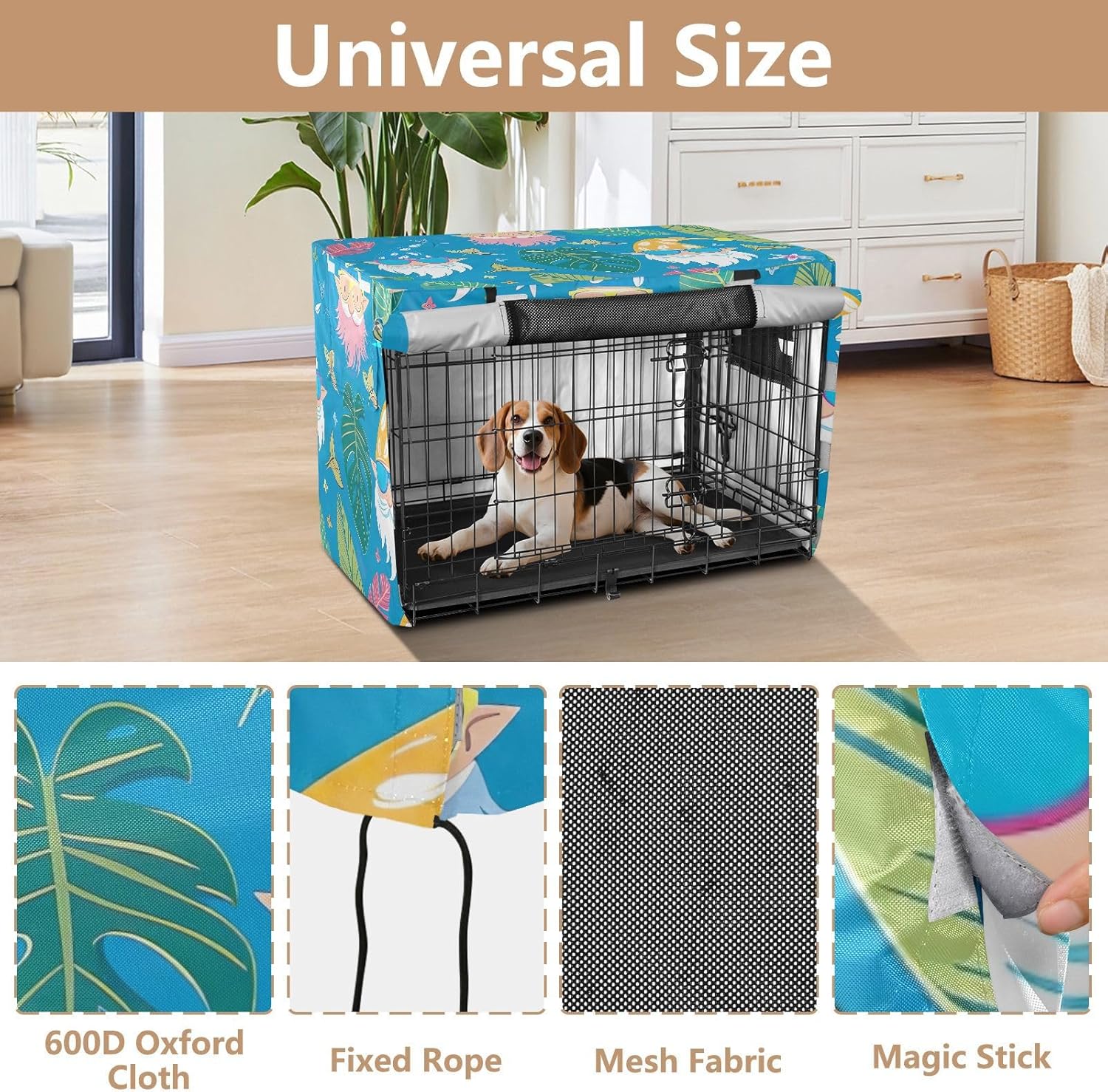 Hawaiian Gnome Dog Crate Cover Breathable, S-XL UV-Resistant Crate Cover for Dog, X-Large