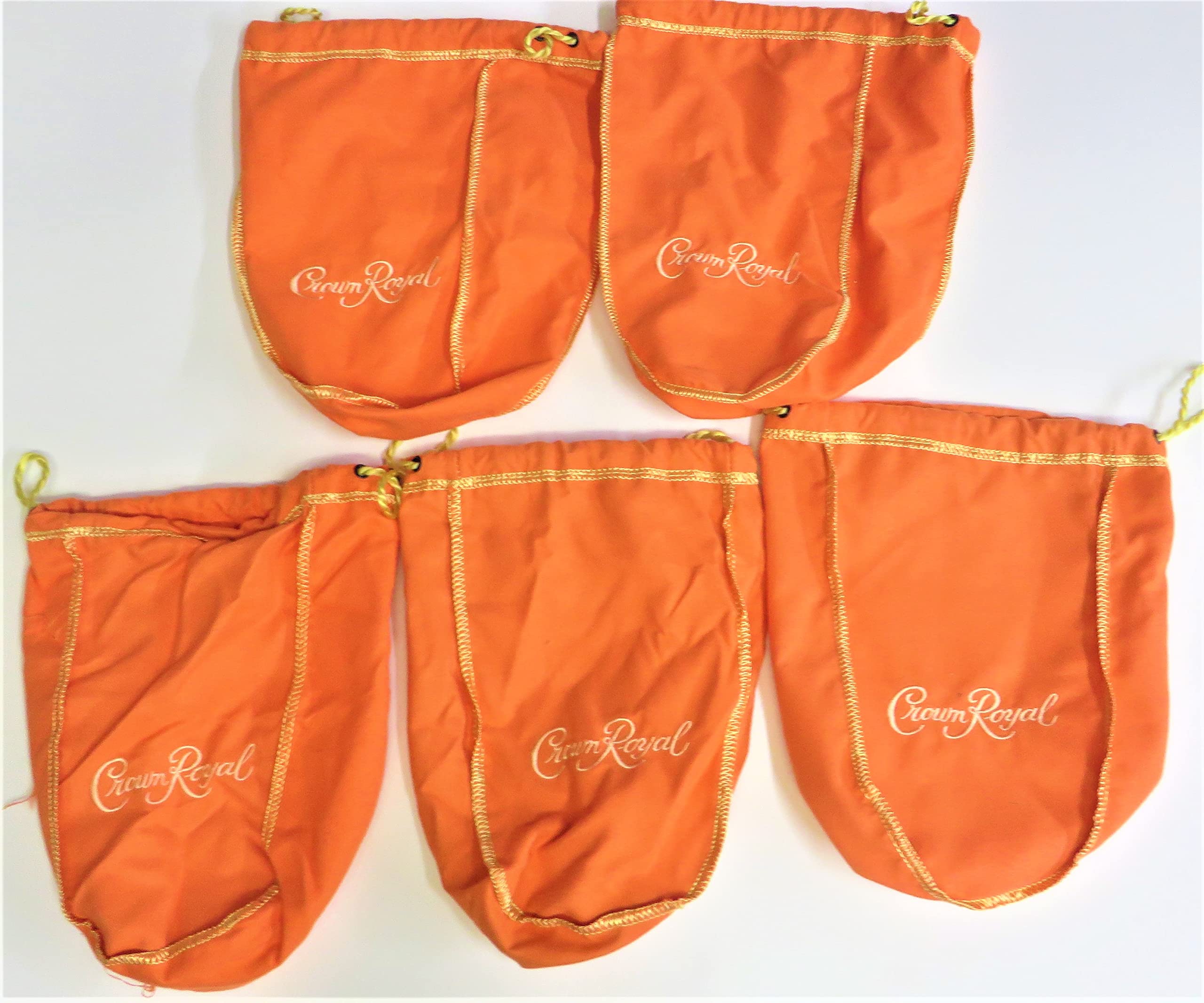 Peach Drawstring Bag""""Compatible/Replacement for"""" Crown Royal Peach Limited Edition Drawstring Bag 750ml New Orange, Gold Trim 5 Pack