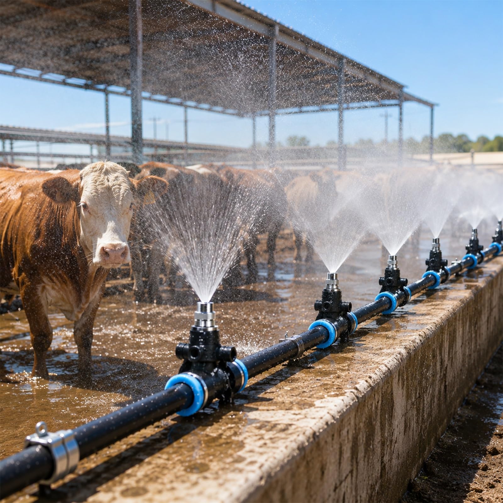 Sprinkler Irrigation Kits Livestock Cooling Complete Sprinkler Irrigation Kits, Outdoor Watering System, Dust Control/Warehouse Humidify/Factory Cool Friendly Irrigations(40m/1575in/131.2ft)