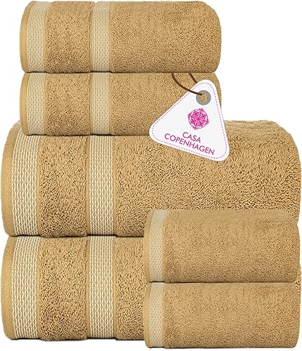 CASA COPENHAGEN Solitaire - Juego de 6 toallas decorativas de algodón egipcio de 21.16 ozm, 21.16 ozm, para cocina y baño, incluye 2 toallas de