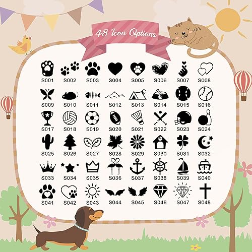 Miniatura 7 de Etiquetas de silicona para perros  Etiquetas de perro de GISUERY grabadas para mascotas  Placa silenciosa para perro con 48 iconos  Etiqueta de