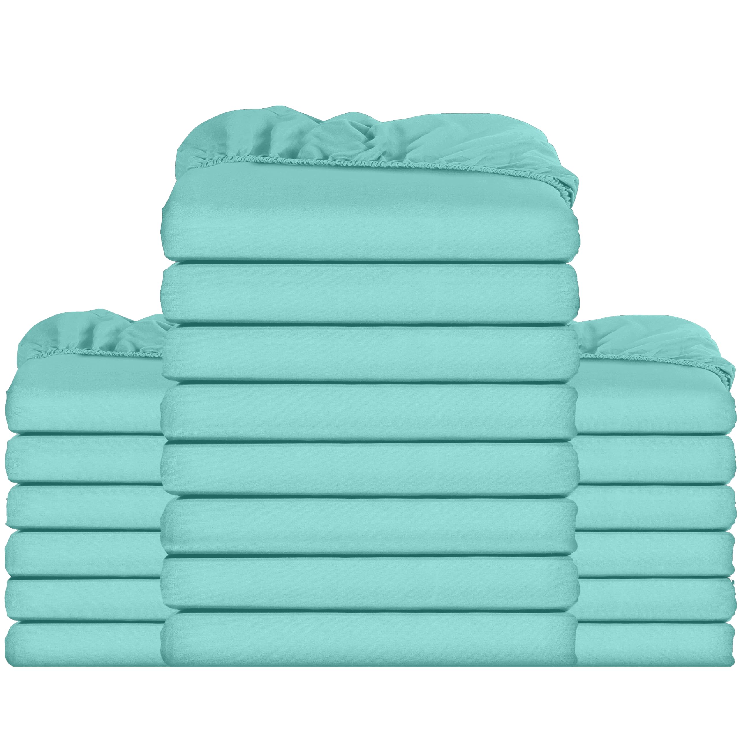 Utopia Bedding Fitted Sheet Bulk Pack of 20 Pieces - Smal Double, Spa Blue - Deep Pocket - Easy Care Soft Brushed Microfibre Fabric - Shrinkage and Fade Resistant - Bottom Sheet